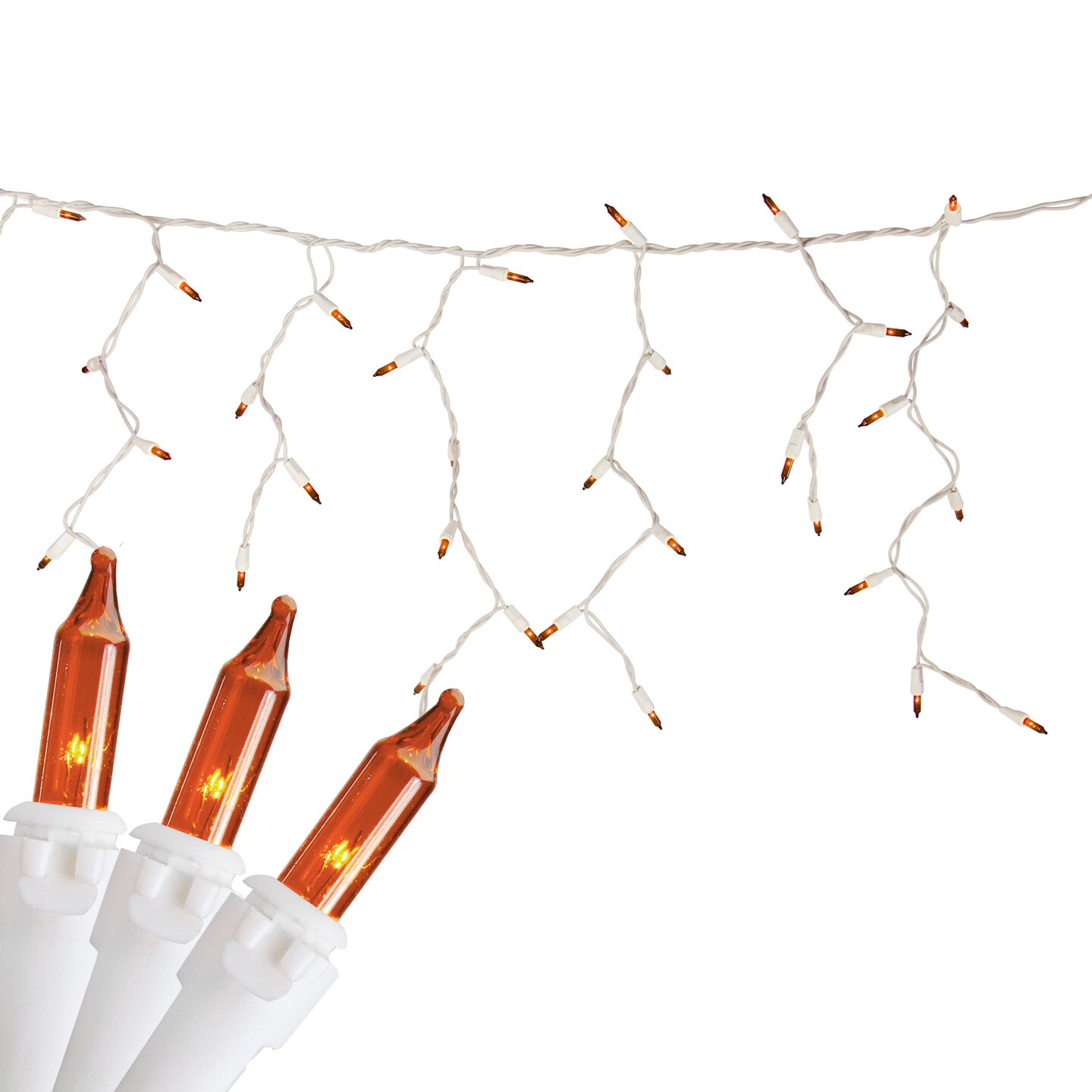 Northlight 100 Count Orange Mini Icicle Christmas Lights - 3.5 ft White Wire