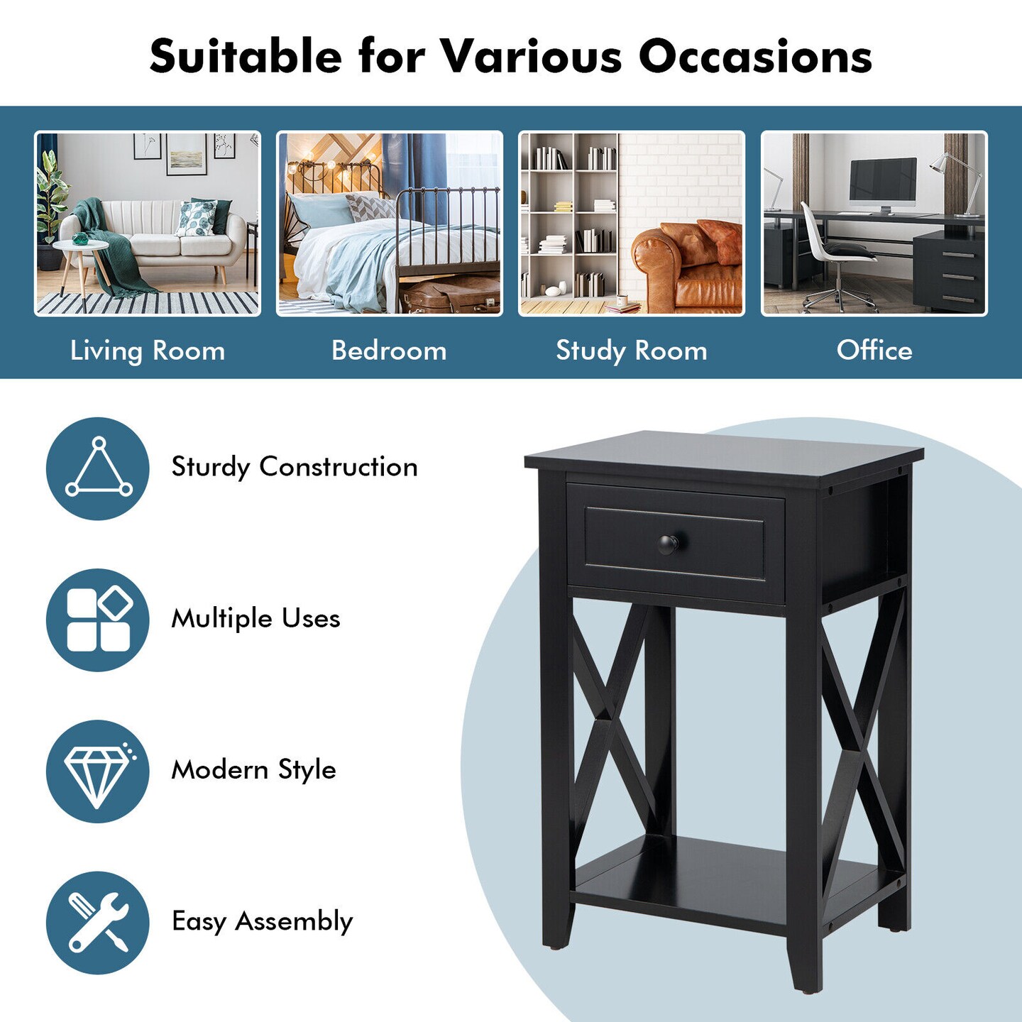 Sofa Side End Table with Drawer and Shelf Michaels