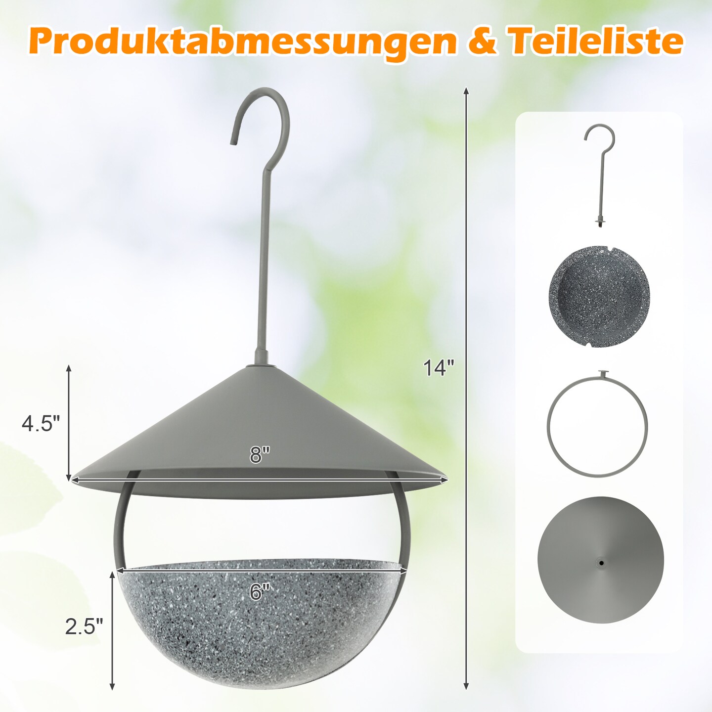 Metal Hanging Bird Feeder and Bath with Weatherproof Dome