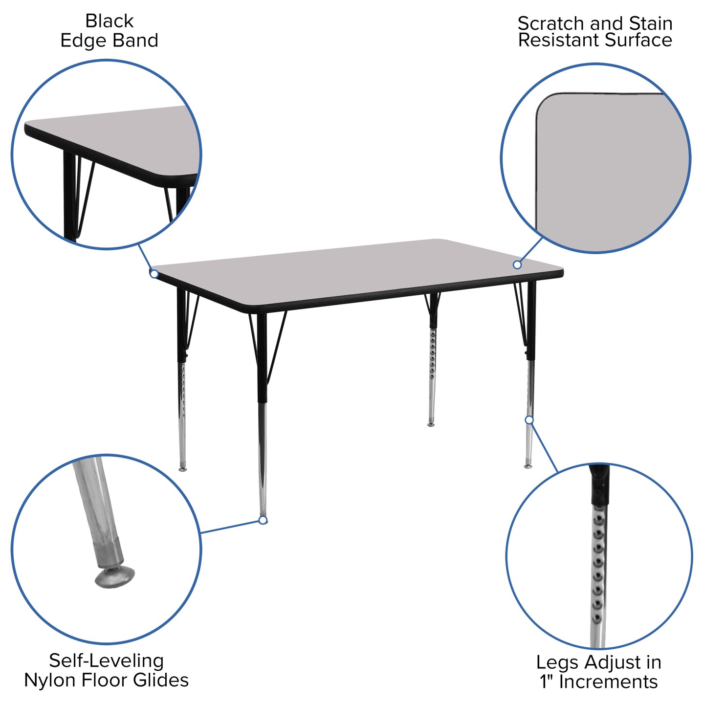 Emma and Oliver 30x48 Rectangle Laminate Adjustable Activity Table