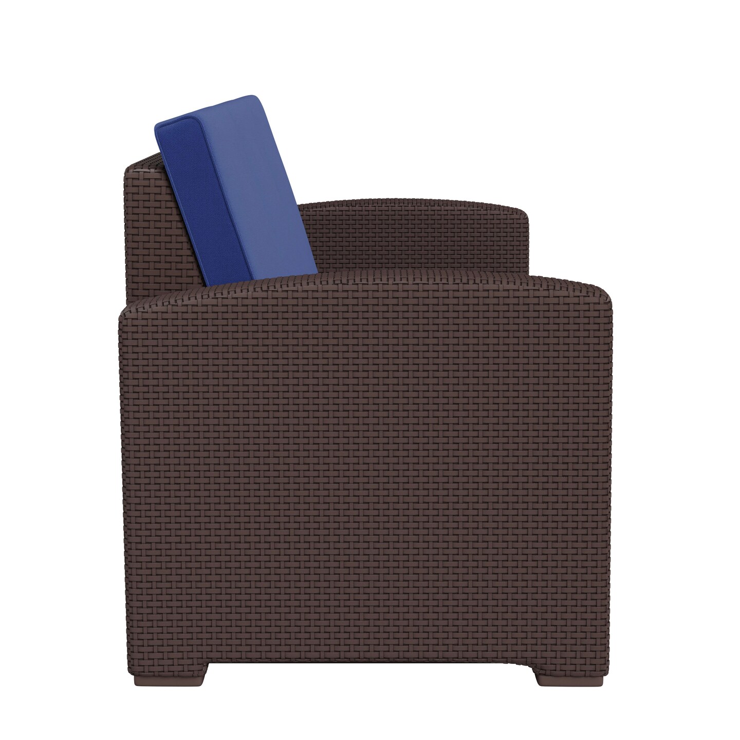 Merrick Lane Malmok Outdoor Furniture Resin Sofa Faux Rattan Wicker Pattern Patio 3-Seat Sofa With All-Weather Cushions