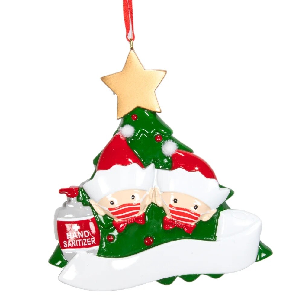 KSA Pack of 12 Green and Red Elves with Masks Christmas Ornaments 4&#x22;
