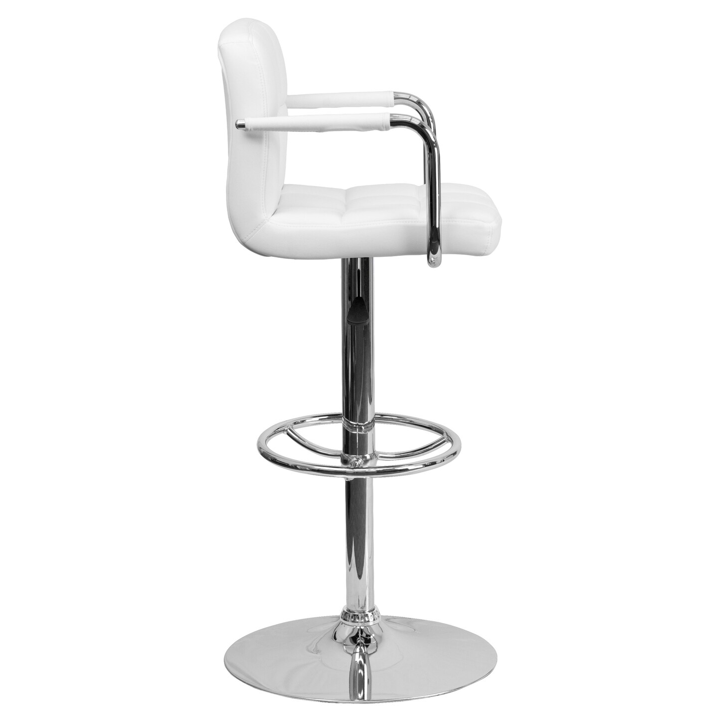 Emma and Oliver Contemporary Quilted Vinyl Adjustable Height Barstool with Arms