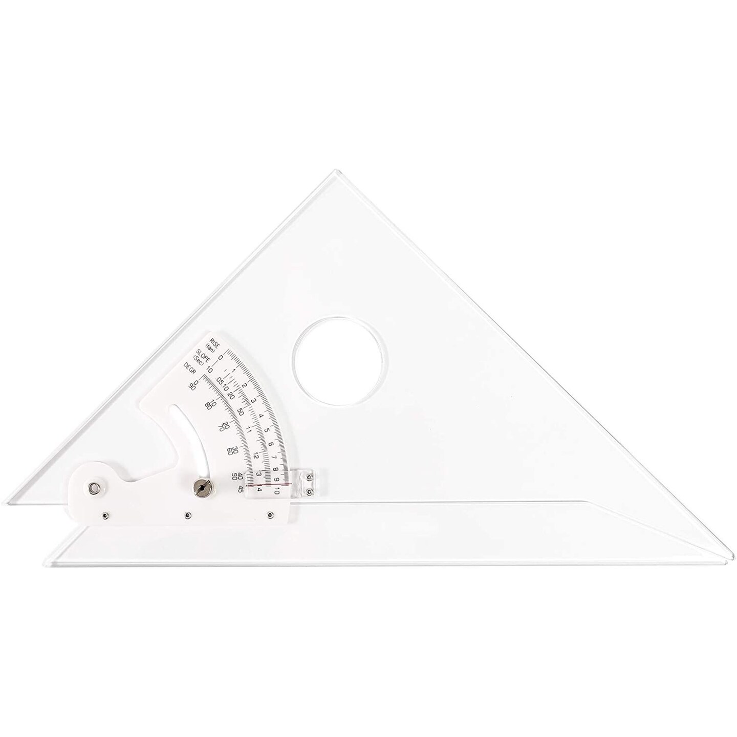 Trig Scale Adjustable Triangle with Inking Edge, Math Tool (Clear, 15.5 x 8.5 In)