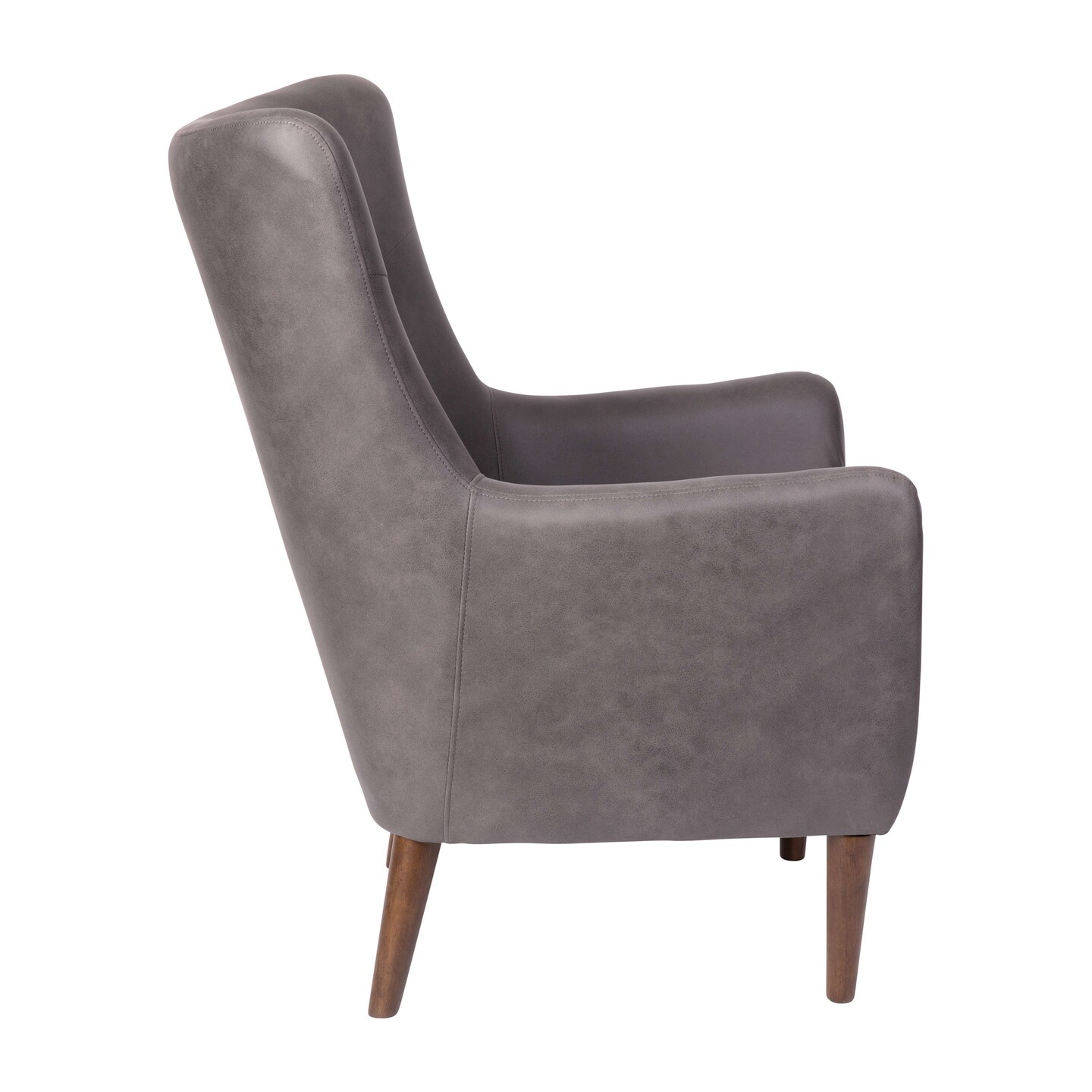 Merrick Lane Regal Traditional Wingback Accent Chair, Faux Leather Upholstery and Wooden Frame and Legs