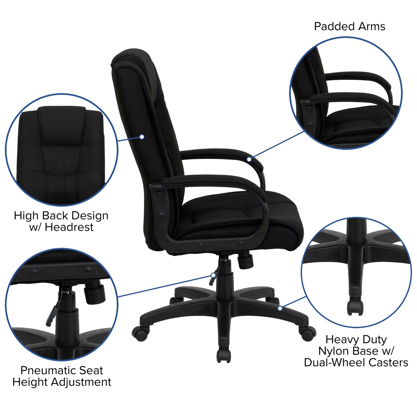 Emma and Oliver High Back Multi-Line Stitch Executive Swivel Office Chair with Arms