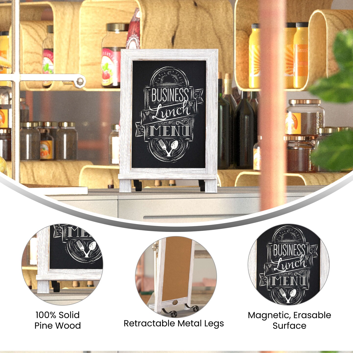 Merrick Lane Magda Set of 10 Wall Mount or Tabletop Magnetic Chalkboards with Folding Metal Legs