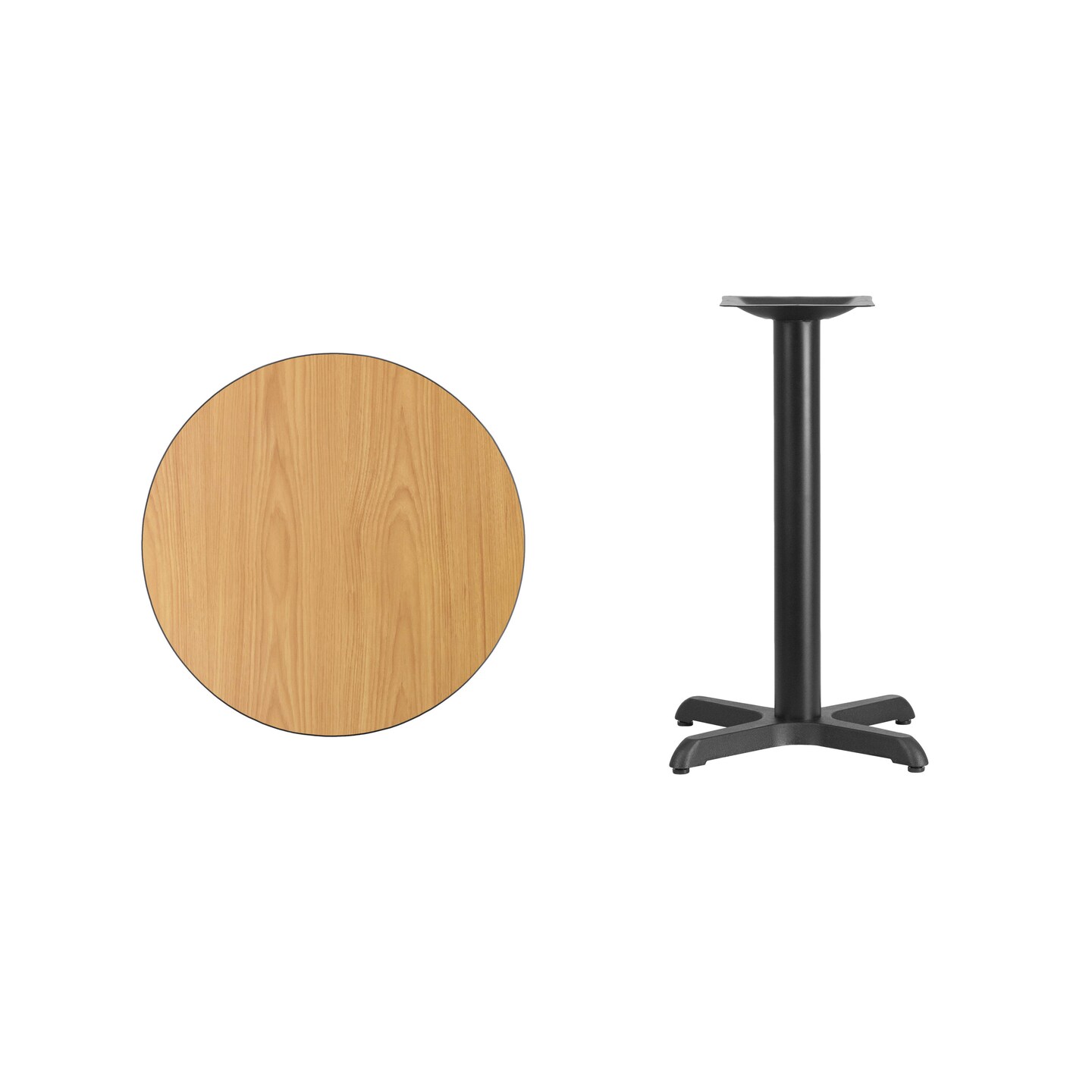 Emma and Oliver 24" Round Laminate Table Top with 22"x22" Table Height Base