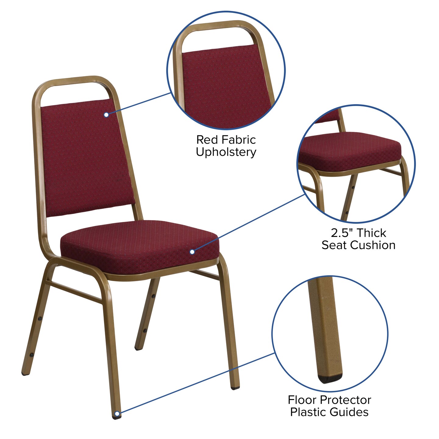 Emma and Oliver Trapezoidal Back Stacking Banquet Dining Chair - 2.5&#x22; Thick Seat
