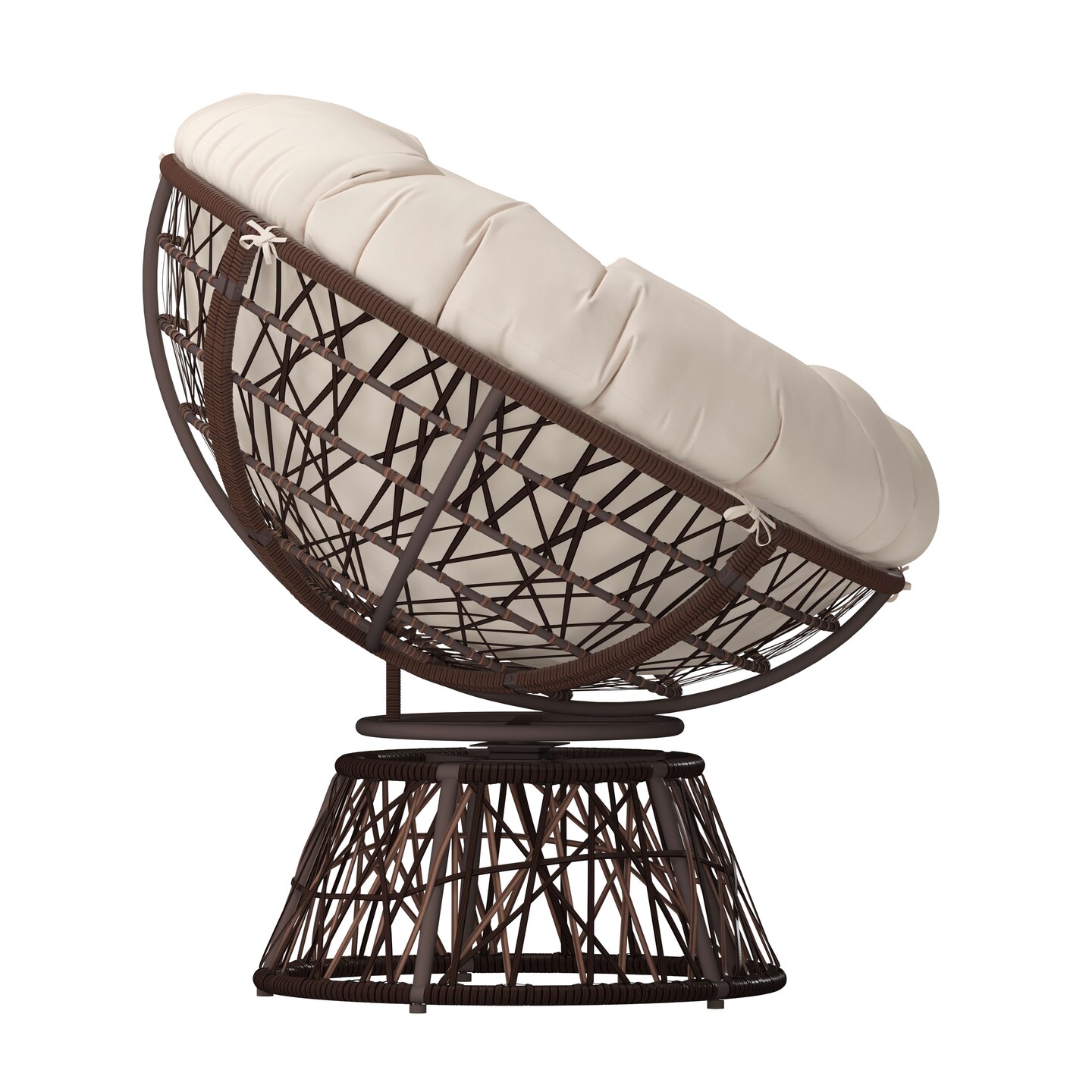 Merrick Lane Papasan Style Woven Wicker Swivel Patio Chair with Removable All-Weather Cushion