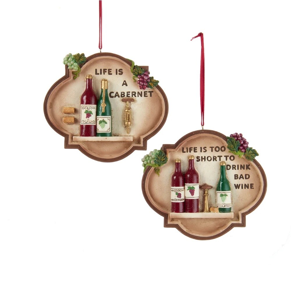KSA Pack of 12 Brown and Red Wine Christmas Ornaments 4.5&#x22;