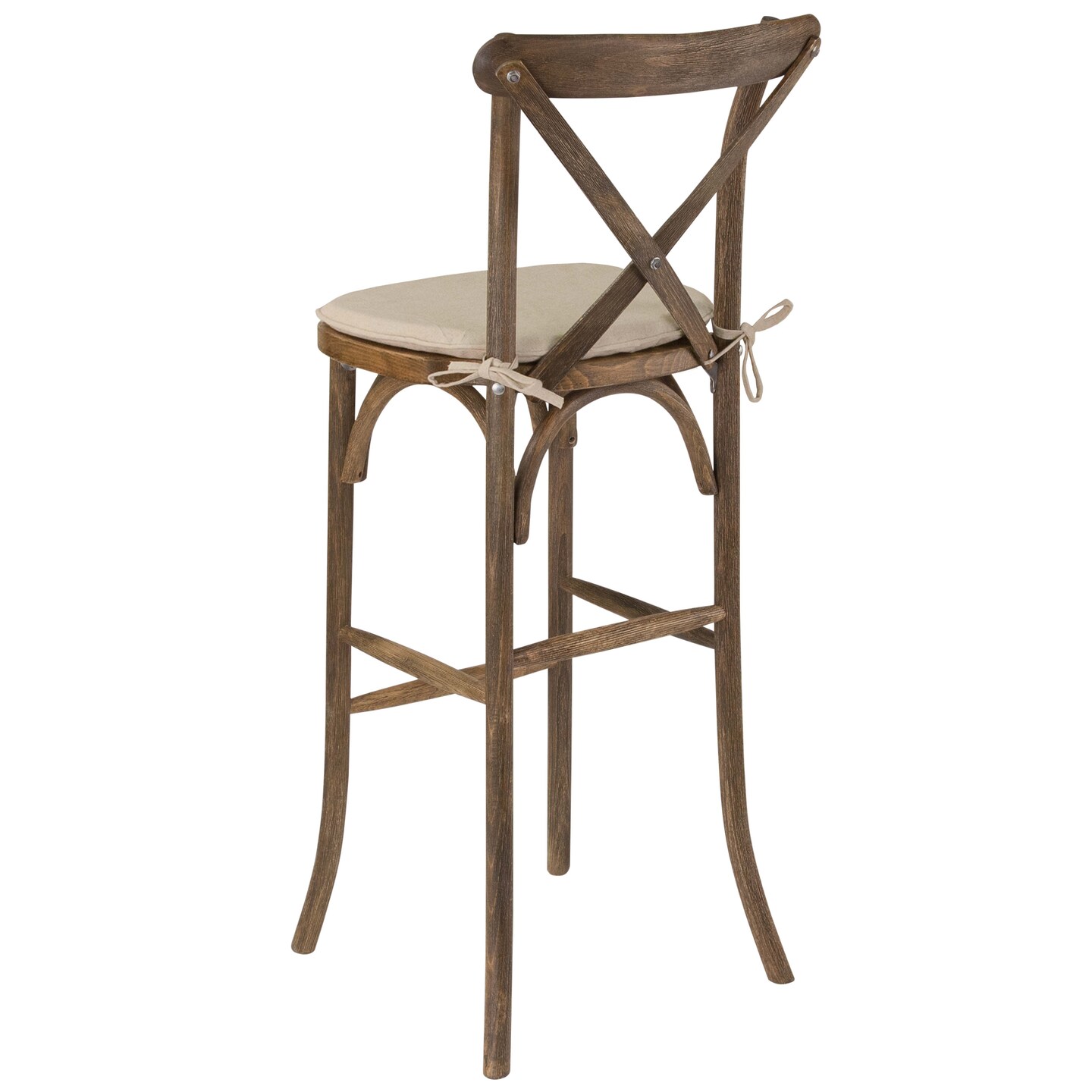 Merrick Lane Coquette Wooden Modern Farmhouse Cross Back Bar Stool with Cushion