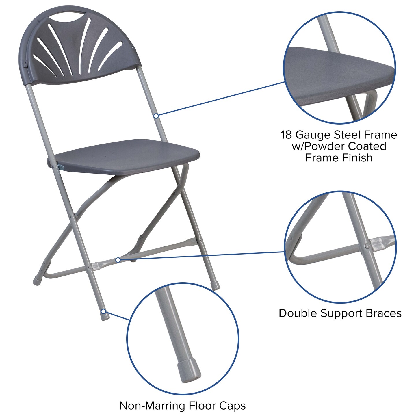 Emma and Oliver 2 Pack Wedding Party Event Fan Back Plastic Folding Chair Home Office