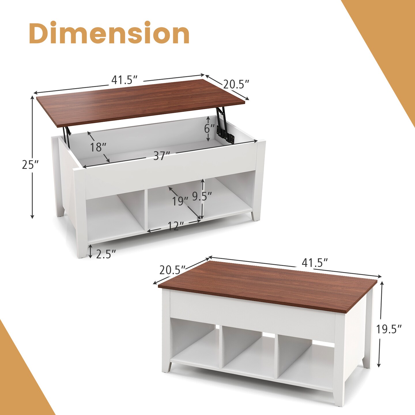 Lift Top Coffee Table with Hidden Storage Compartment