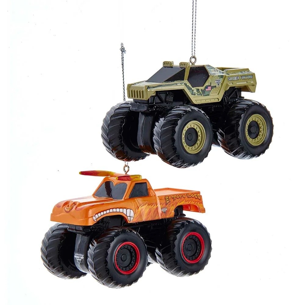 KSA Pack of 24 Monster Jam El Toro Loco and Soldier Fortune Christmas Ornaments 3.5"