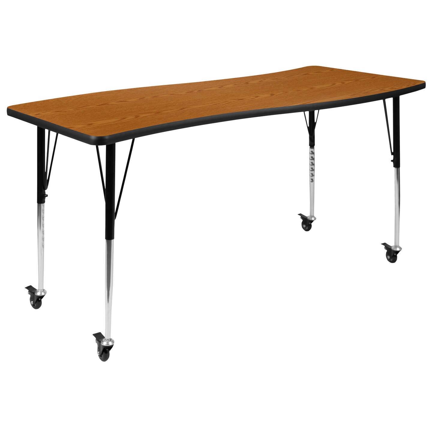 Emma and Oliver Mobile 26"W x 60"L Rectangle Wave Flexible Collaborative Adjustable Activity Table