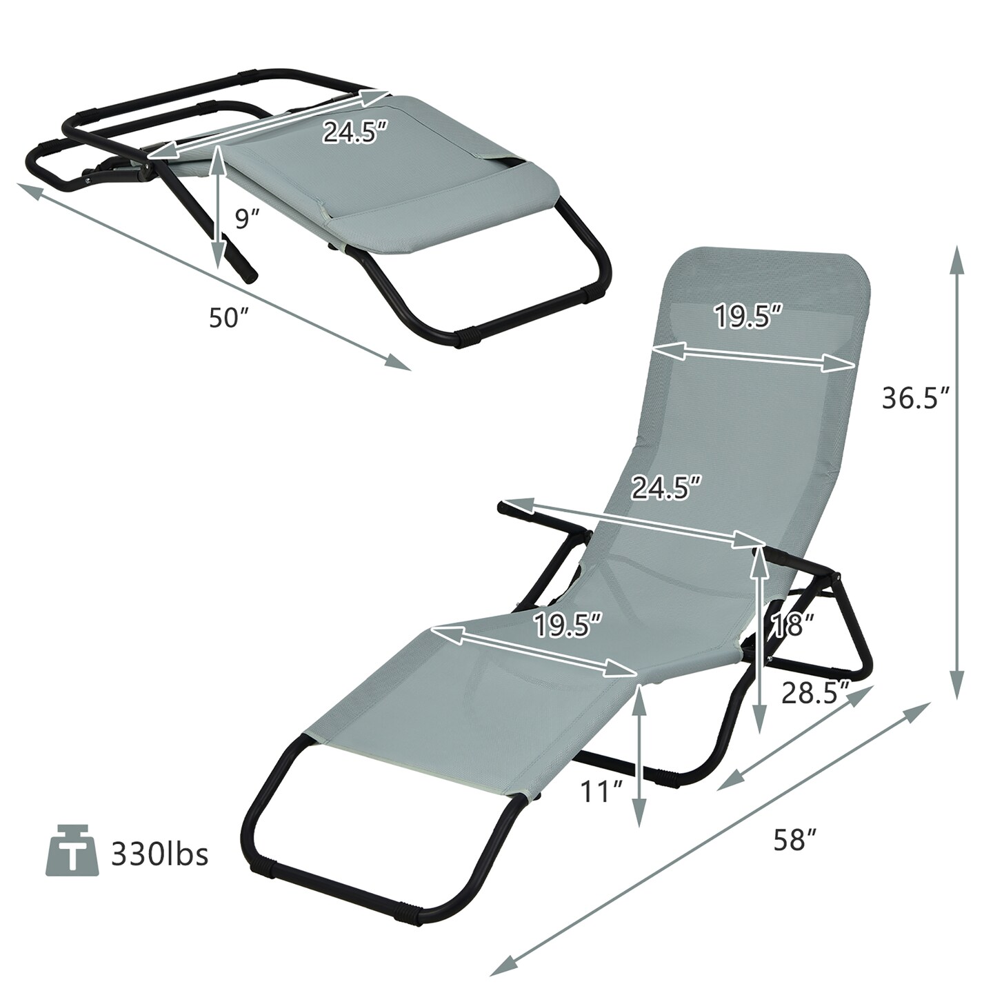Costway 2 PCS Patio Folding Lounge Chair Rocker Zero Gravity Sun-Chair Recliner