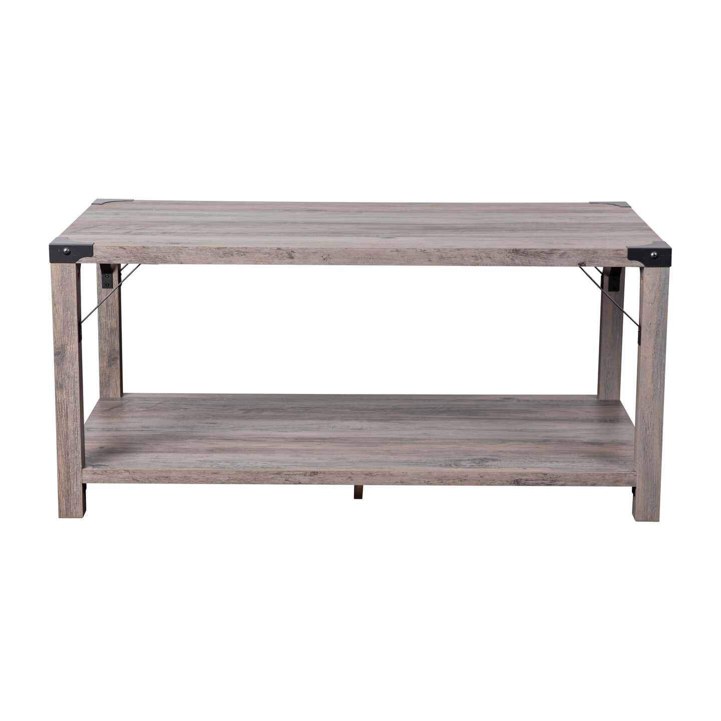 Merrick Lane Green River Modern Farmhouse Engineered Wood Coffee Table and Powder Coated Steel Accents