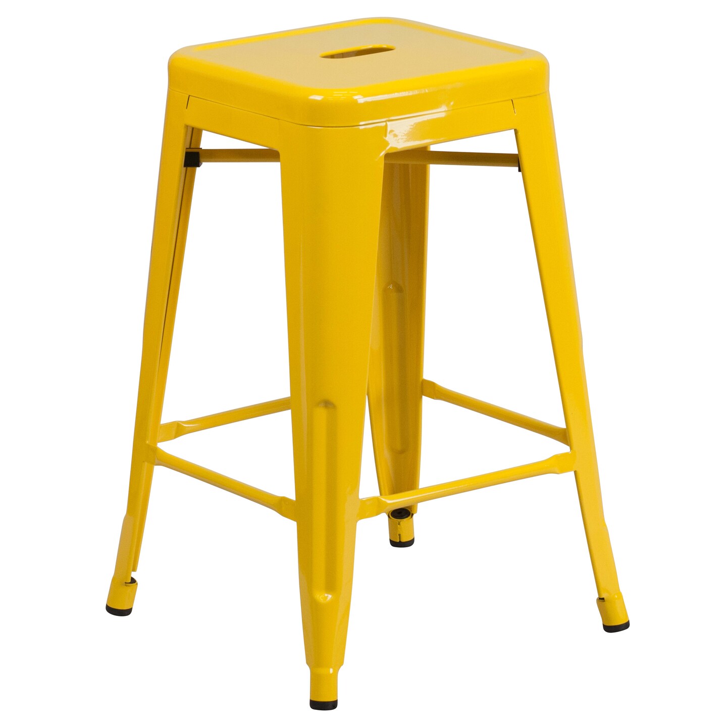 Merrick Lane Newark Series Backless Metal Stool with Square Seat for Indoor-Outdoor Use