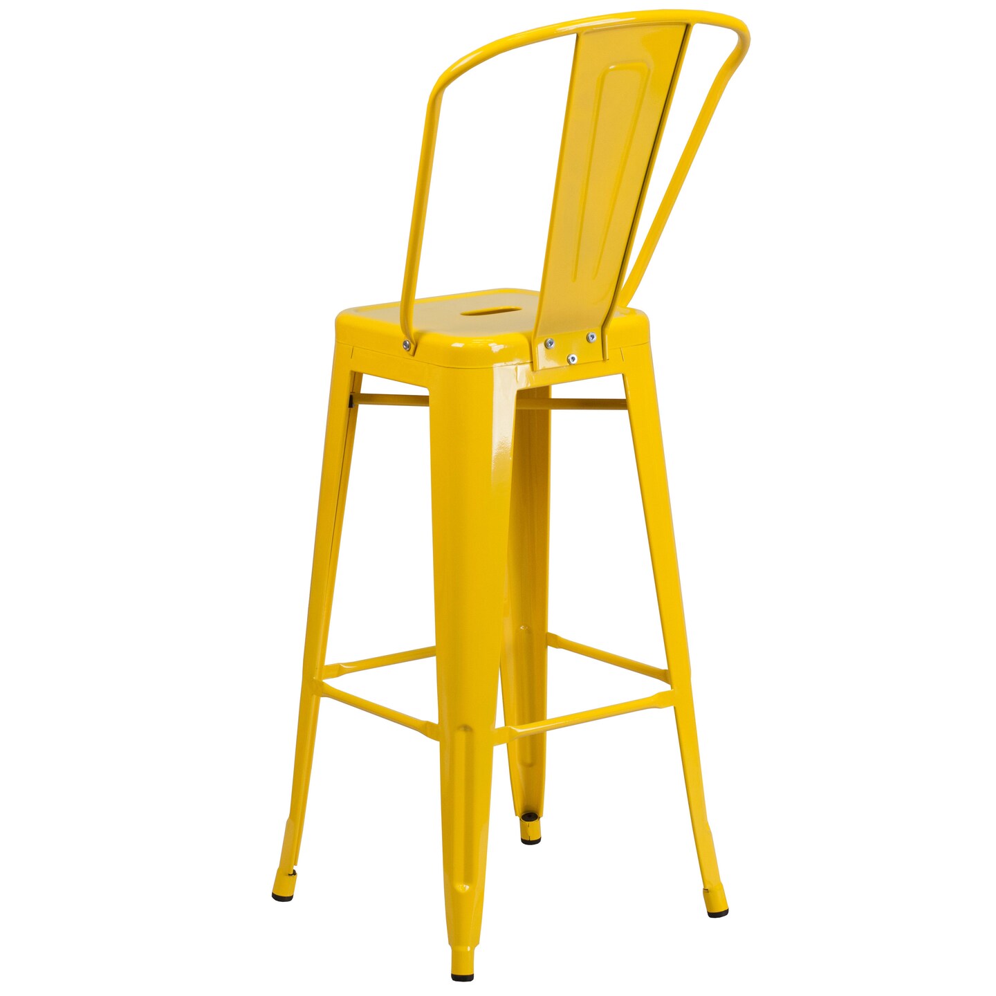 Merrick Lane Dothan Series Metal Stool with Removable Back for Indoor-Outdoor Use