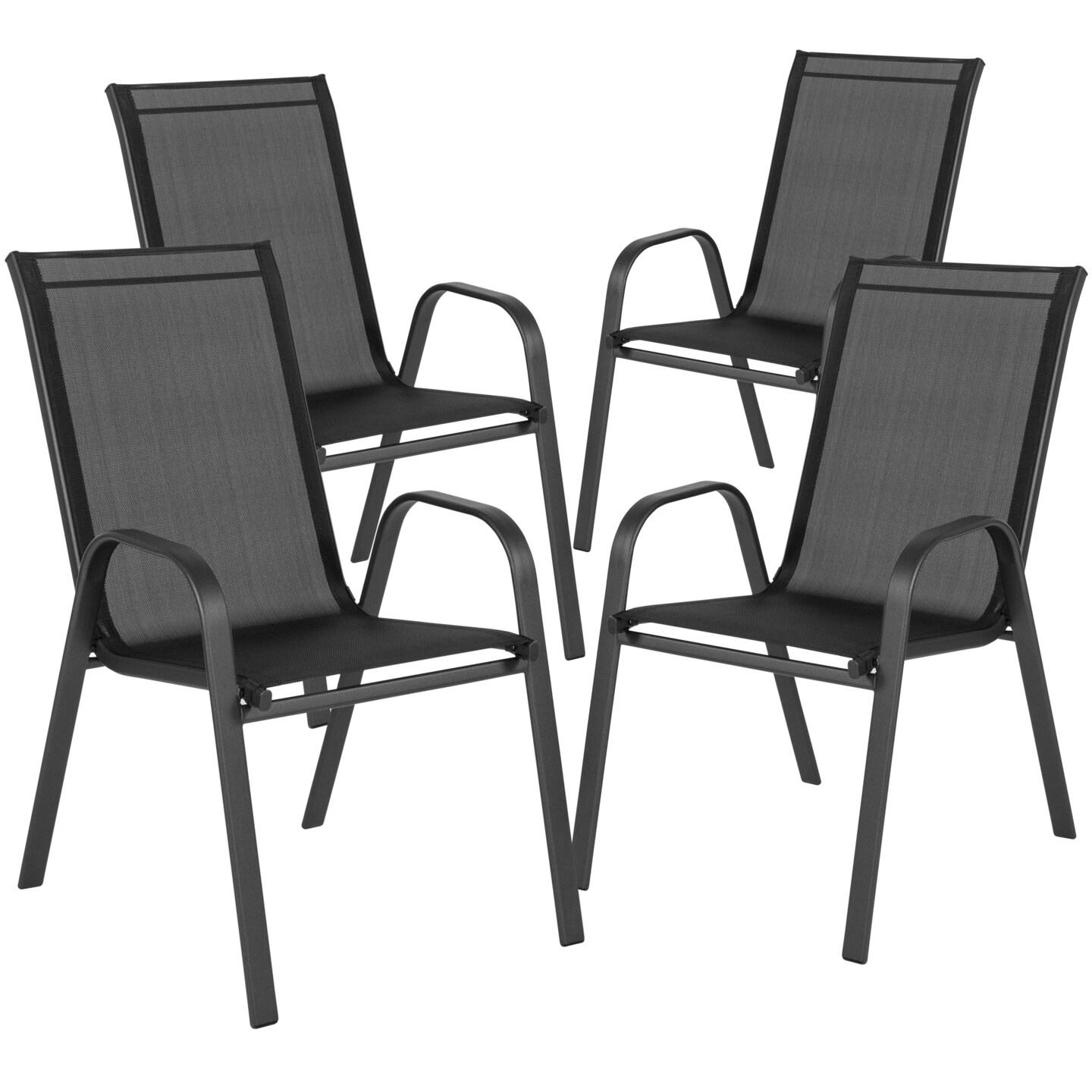 Merrick Lane Set of 4 Manado Series Metal Stacking Patio Chairs with Flex Comfort Material