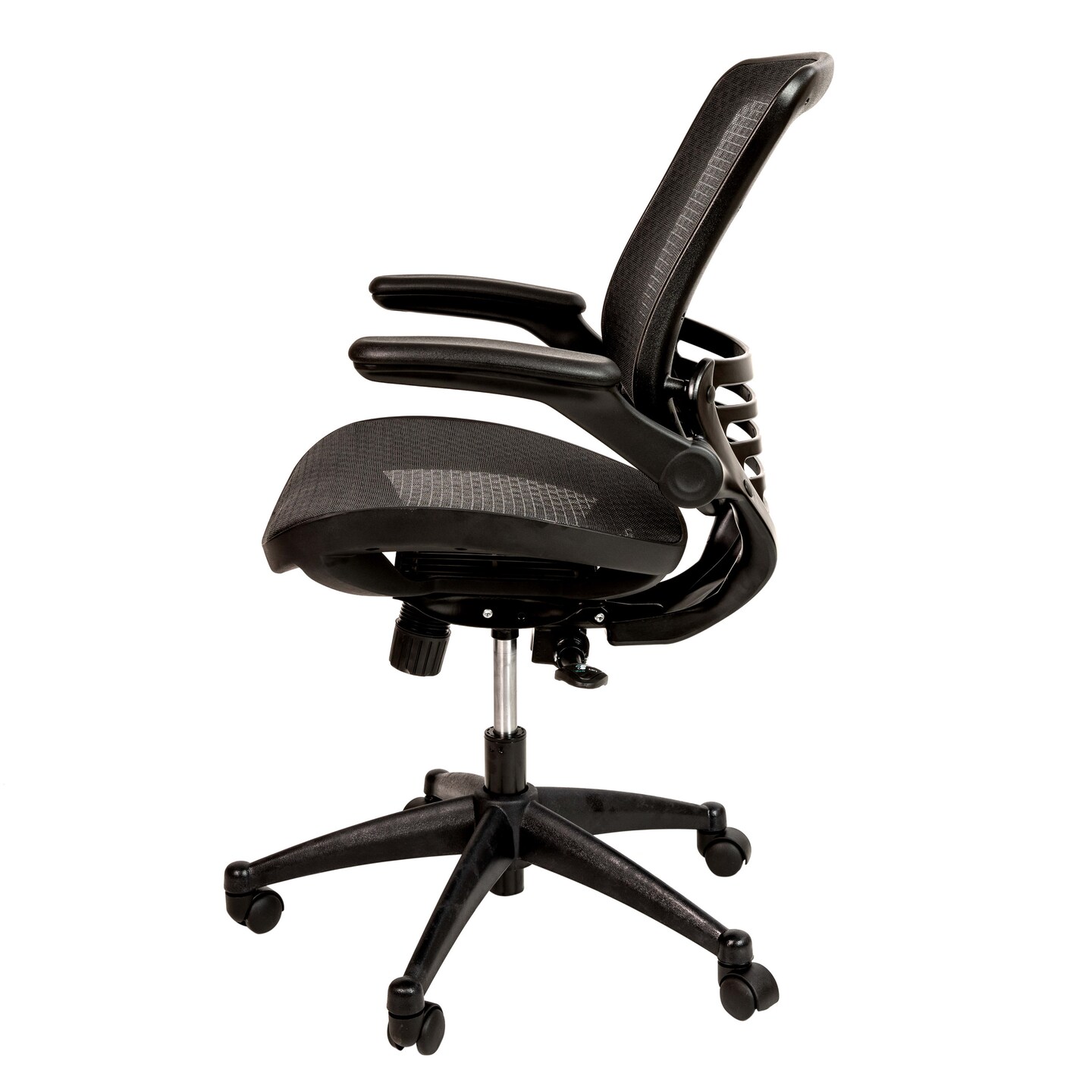 Emma and Oliver Mid-Back Transparent Mesh Executive Swivel Office Chair with Flip-Up Arms