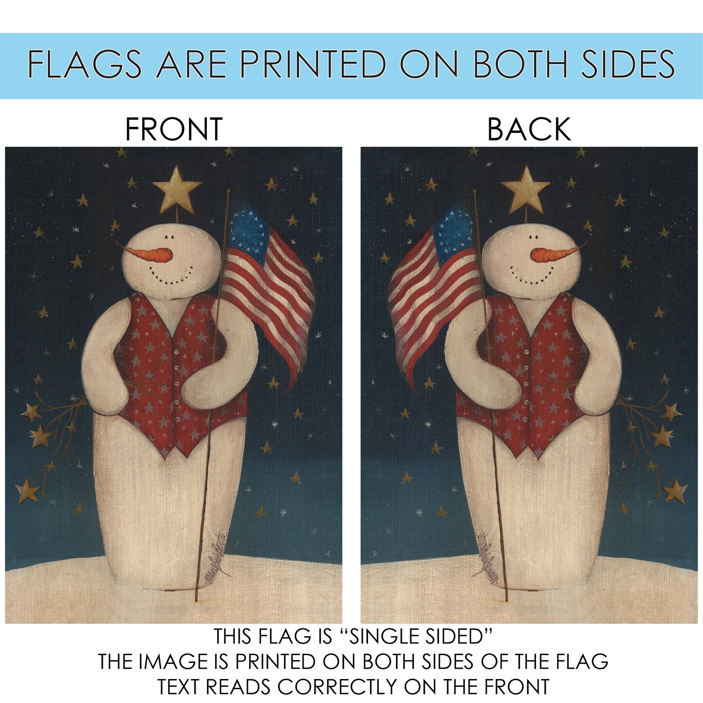 Flag Waving Snowman Decorative Winter Flag