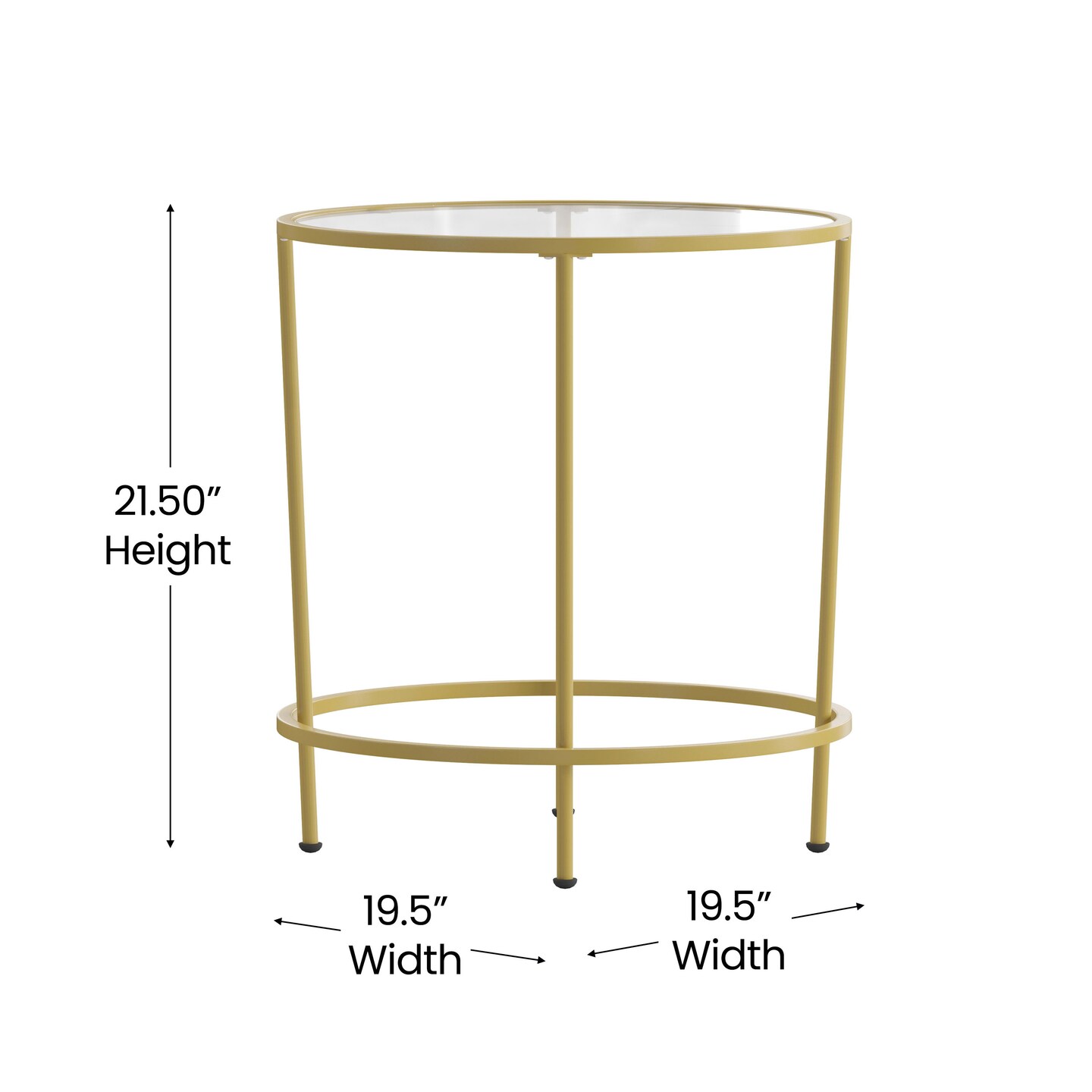 Merrick Lane Newbury Round Glass Coffee Table Set - 3 Piece Glass Table Set with Metal and Vertical Legs