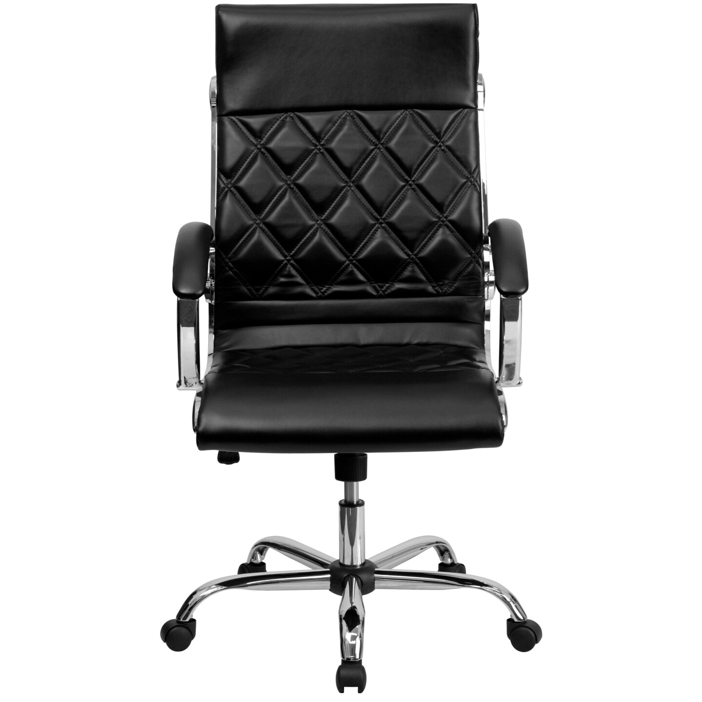 Emma and Oliver High Back Designer Quilted LeatherSoft Executive Swivel Arm Office Chair