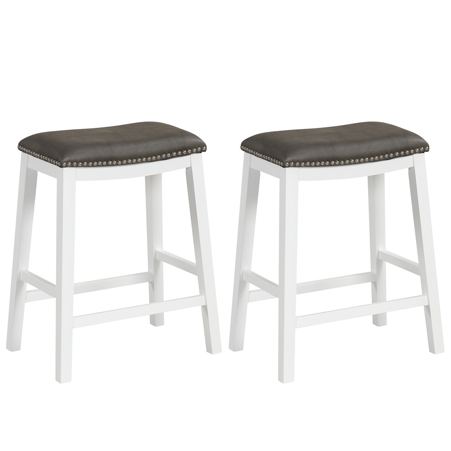 26 Inch Counter Height Bar Stool Set Of 2 With Upholstered Seat