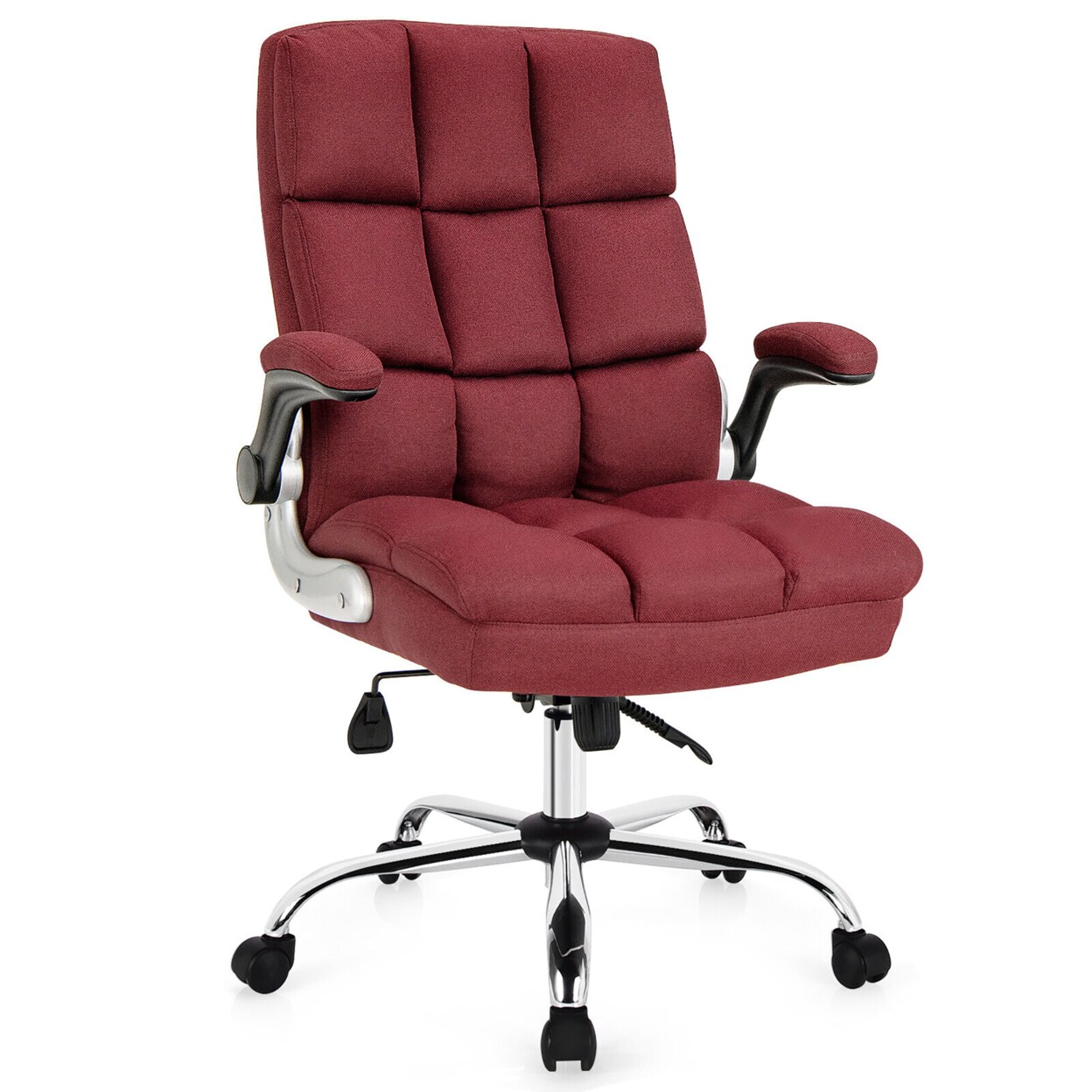 High Back Big And Tall Office Chair Adjustable Swivel W/ Flip-Up Arm Red