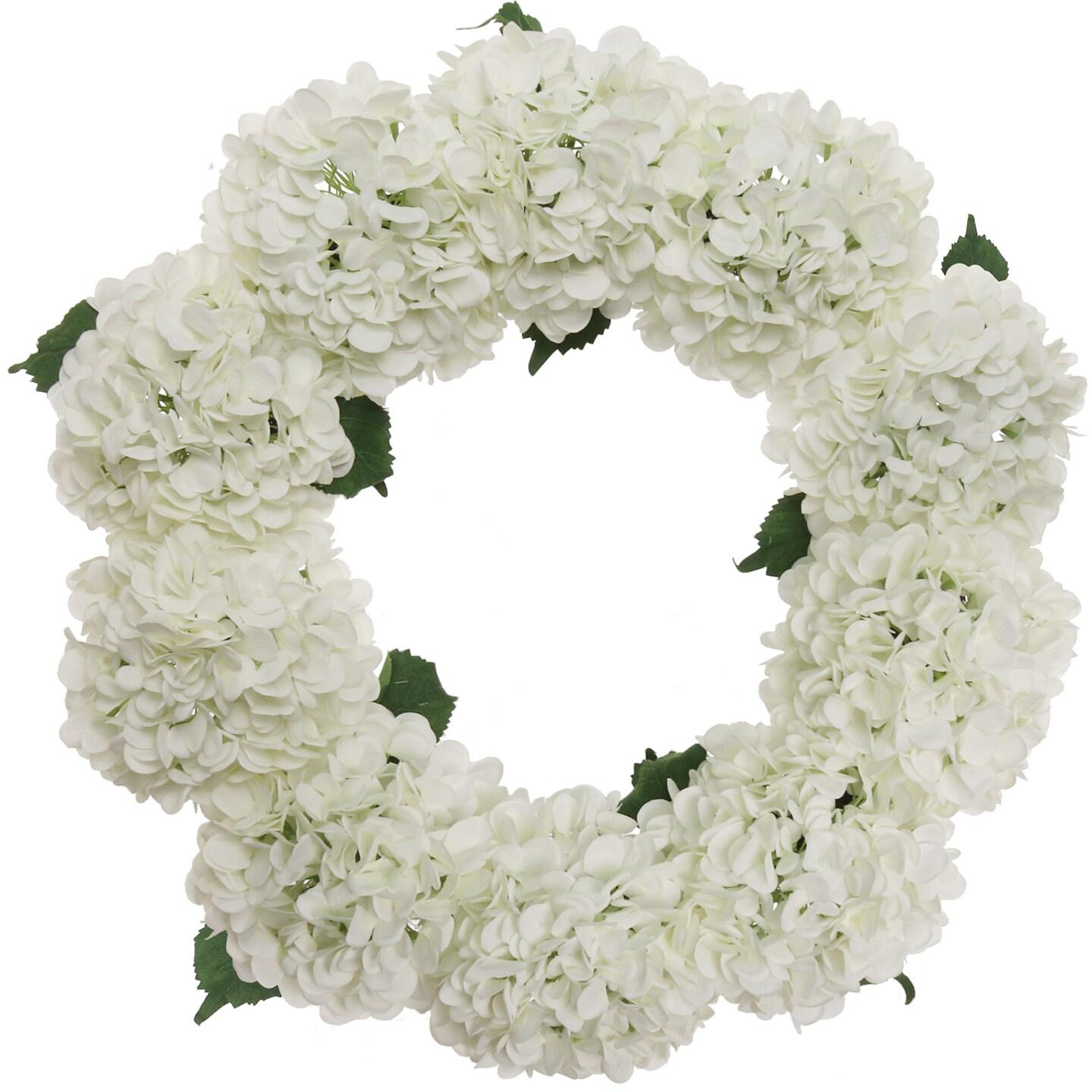 UV Cloud White Hydrangea Wreath: 24&#x22; Wide, Grapevine Ring By Floral Home&#xAE;