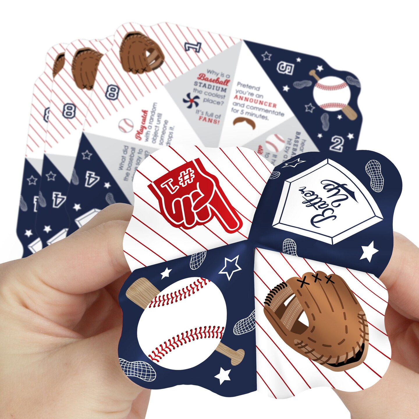 Big Dot of Happiness Batter Up - Baseball - Baby Shower or Birthday Party Cootie Catcher Game - Jokes and Dares Fortune Tellers - Set of 12