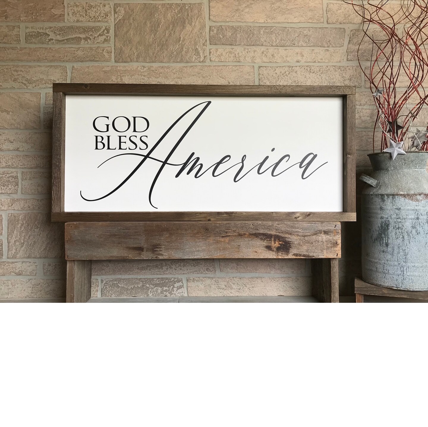 God Bless America, wooden patriotic wall sign, shiplap style modern ...