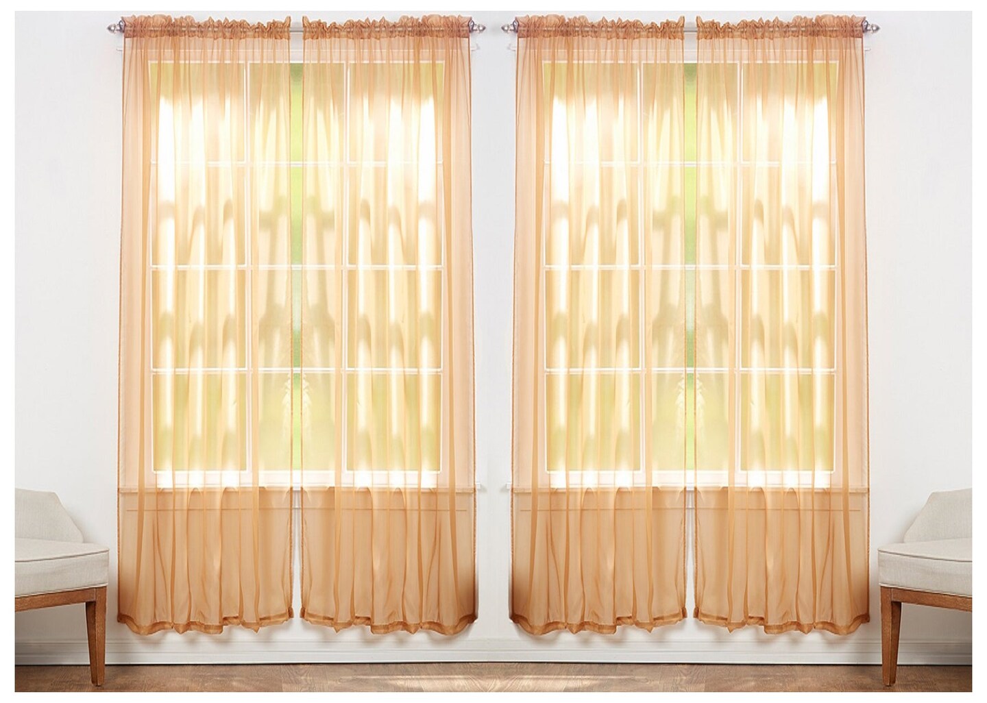 J&V TEXTILES 4-Pack Value: Solid Sheer Window Curtain Panels