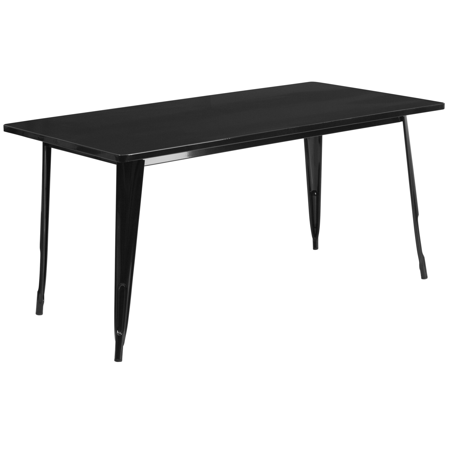 Emma and Oliver Commercial Grade Rectangular Metal Indoor-Outdoor Table Set with 4 Stack Chairs