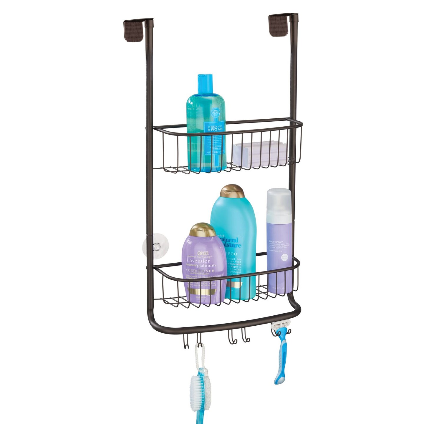 mDesign Modern Over the Door Metal Bathroom Tub/Shower Caddy