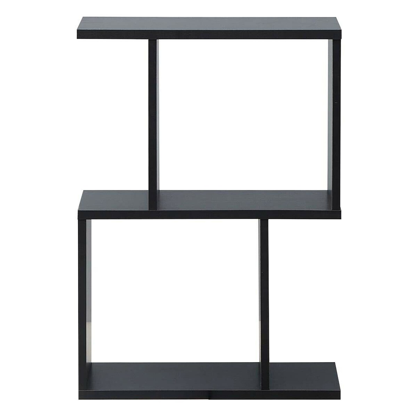 Costway 2-tier S-Shaped Bookcase Free Standing Storage Rack Wooden Display Decor Black