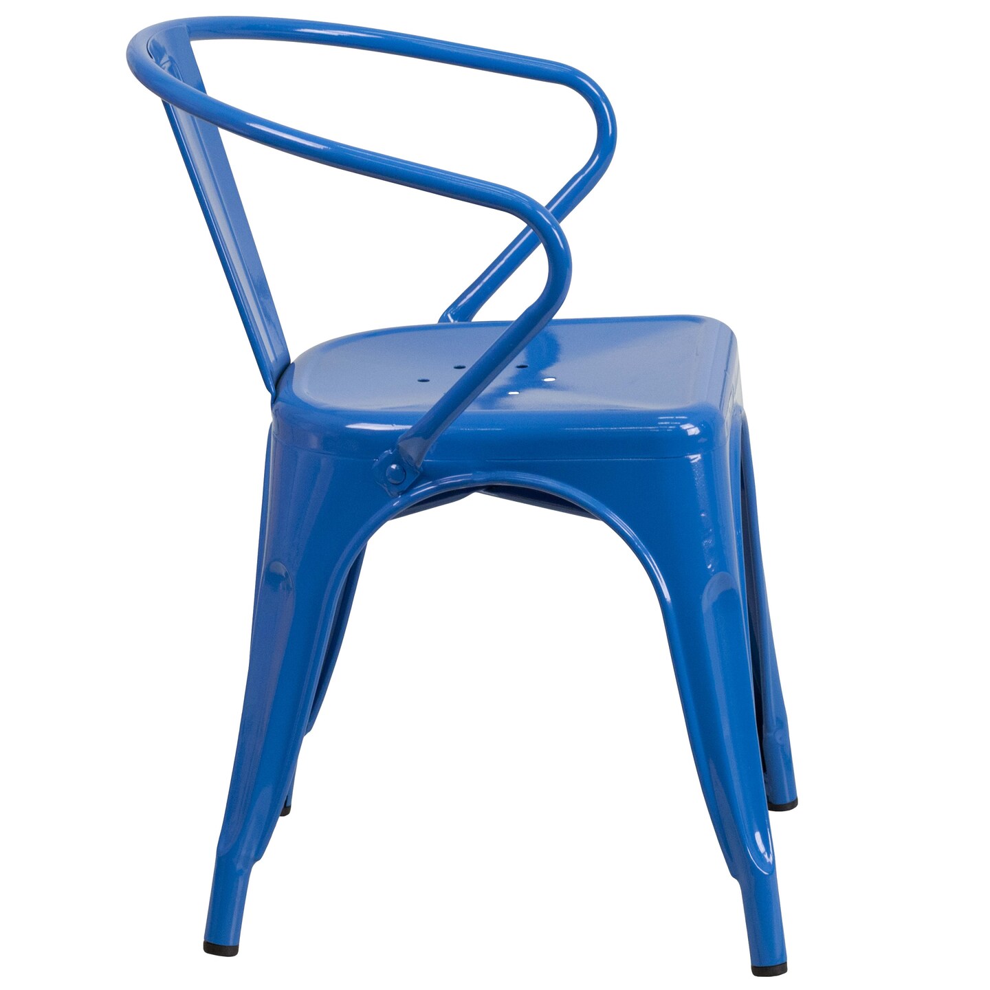 Emma and Oliver Commercial Grade Colorful Metal Indoor-Outdoor Chair with Arms