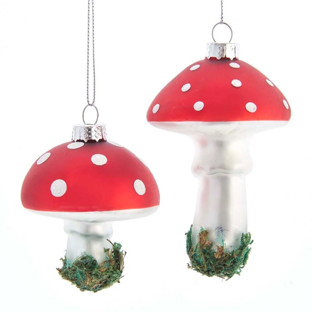 KSA Pack of 12 Red and White Polka Dots Mushroom Christmas Ornaments 4 ...