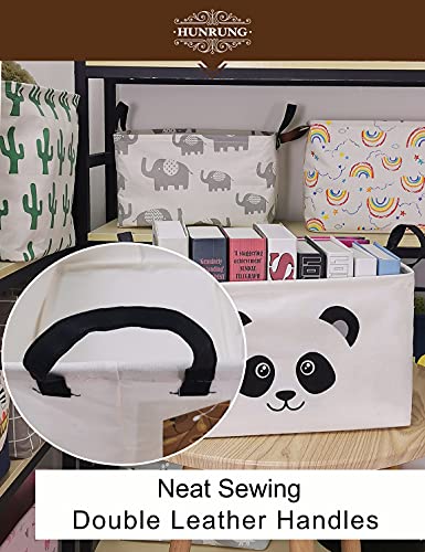 HUNRUNG Rectangle Storage Basket Cute Canvas Organizer Bin for Pet/Children Toys, Books, Clothes Perfect for Rooms/Playroom/Shelves (Panada)
