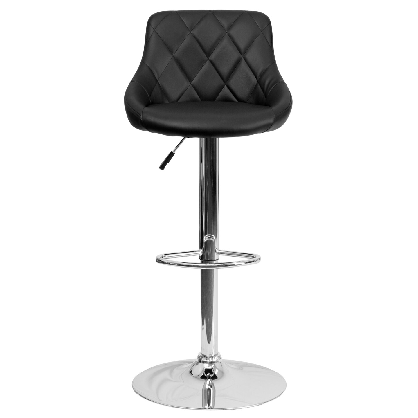Emma and Oliver Bucket Seat Adjustable Height Barstool with Diamond Pattern Back