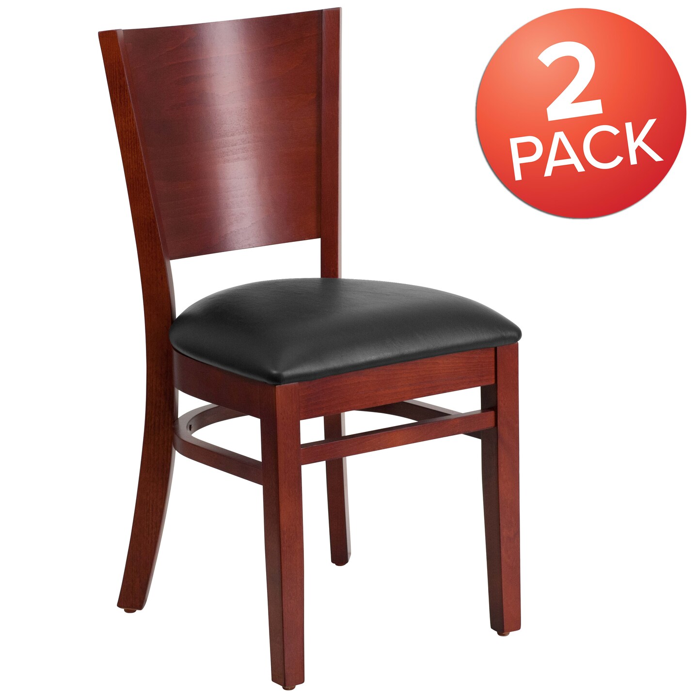 Emma and Oliver 2 Pack Solid Back Wooden Restaurant Chair