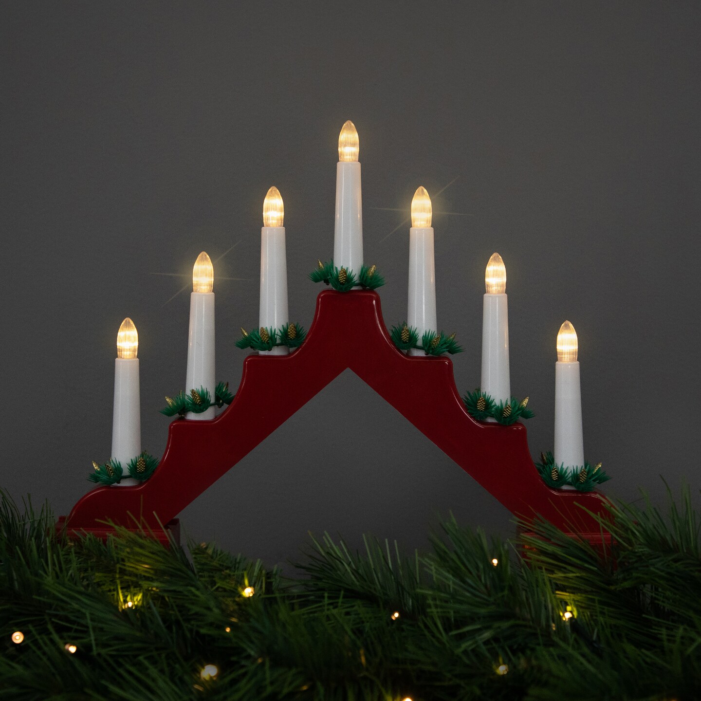 Northlight LED Lighted Christmas Candelabra Bridge - 13" - Red