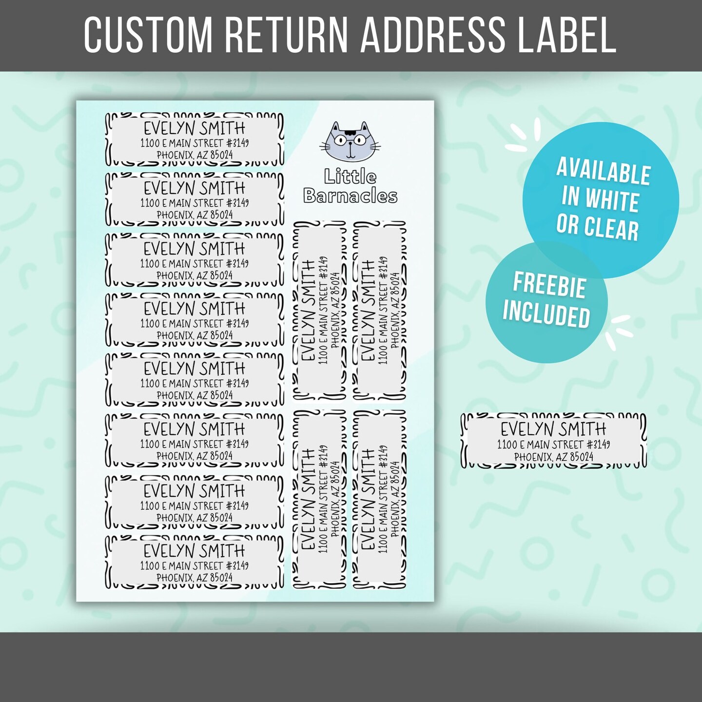 Custom Address Labels, Return Address Labels, Sheet of 12, Personalized