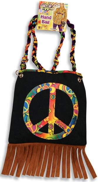 60&#x27;s 70&#x27;s Hippie Peace Sign Costume Hand Bag Purse