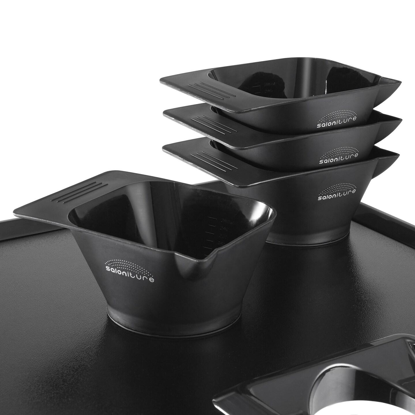 Saloniture Rolling Salon Coloring Tray - Portable Hair Stylist Trolley with Magnetic Bowls, Black