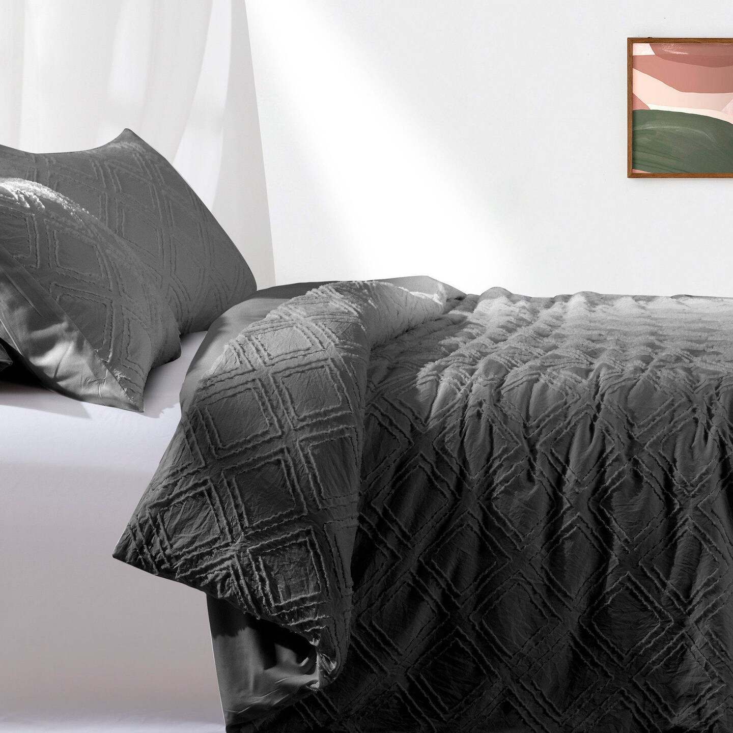 Peace Nest Clipped Jacquard Duvet Cover Set Twin Full Queen King Microfiber