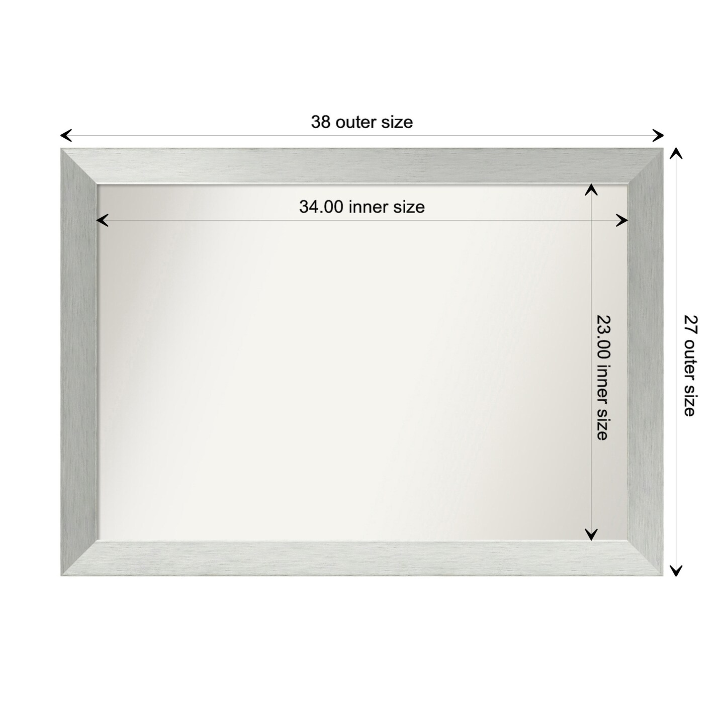 Brushed Sterling Silver Non-Beveled Custom Framed Bathroom Vanity Wall Mirror