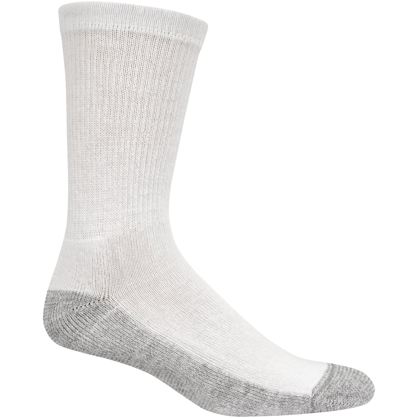 Fruit Of The Loom Men&#x27;s 6 Pack Cushion Crew Socks, White, Sock Size:10-13/Shoe Size: 6-12